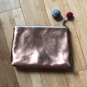 Bronze madewell clutch/pouch with Pom Pom’s